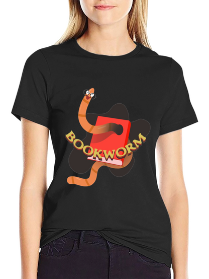 Bookworm Graphic Tee - Black Cotton T-Shirt