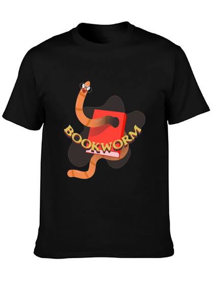 Bookworm Graphic Tee - Black Cotton T-Shirt