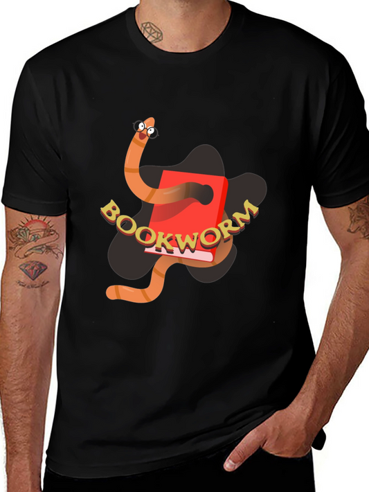 Bookworm Graphic Tee - Black Cotton T-Shirt
