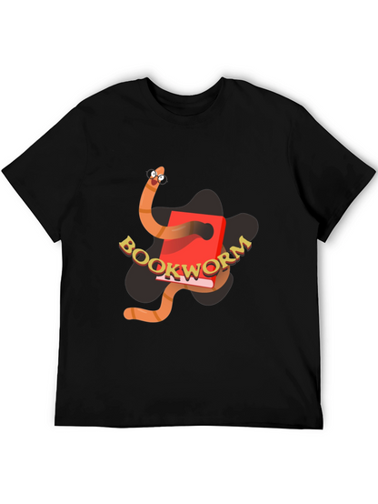 Bookworm Graphic Tee - Black Cotton T-Shirt