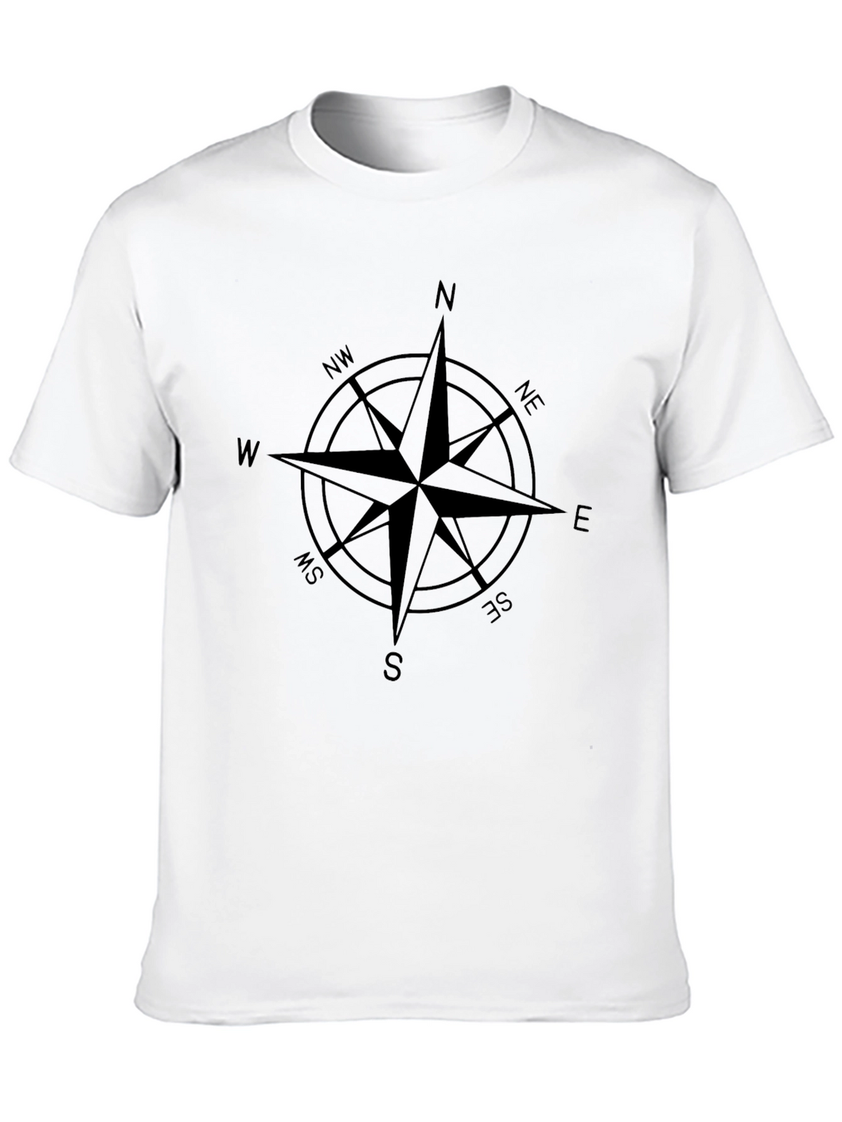 Compass Rose Graphic Tee - Classic Black Cotton T-Shirt