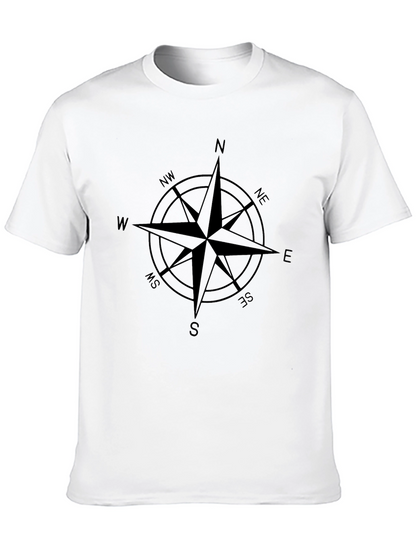 Compass Rose Graphic Tee - Classic Black Cotton T-Shirt