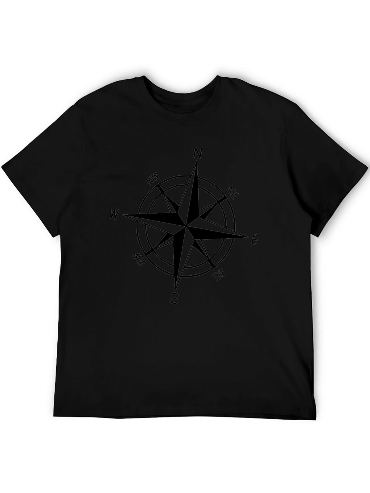 Compass Rose Graphic Tee - Classic Black Cotton T-Shirt