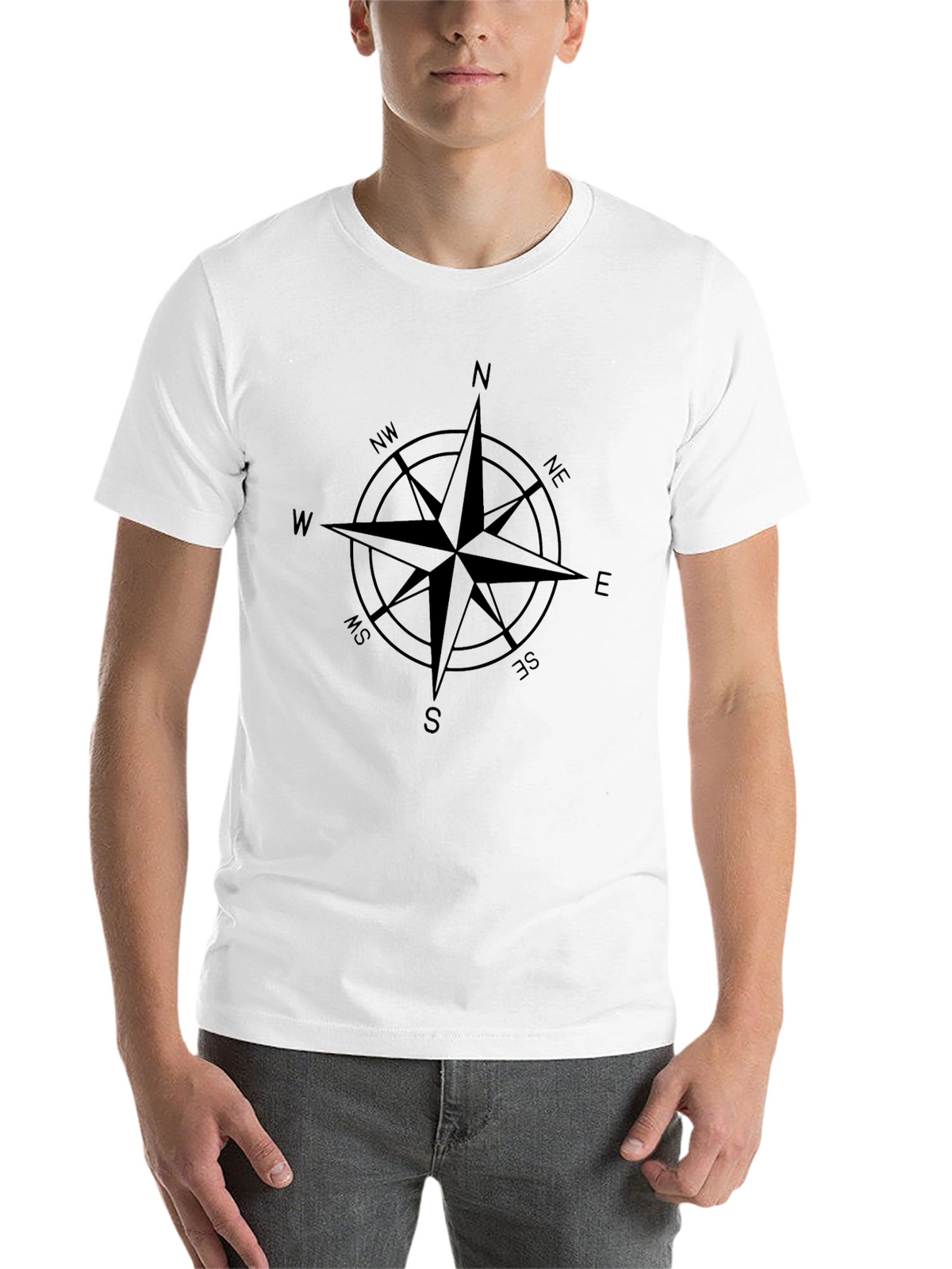 Compass Rose Graphic Tee - Classic Black Cotton T-Shirt