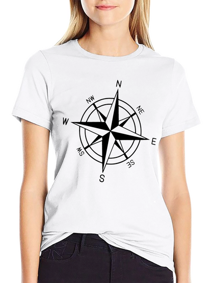 Compass Rose Graphic Tee - Classic Black Cotton T-Shirt
