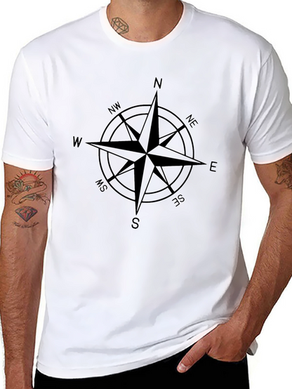 Compass Rose Graphic Tee - Classic Black Cotton T-Shirt