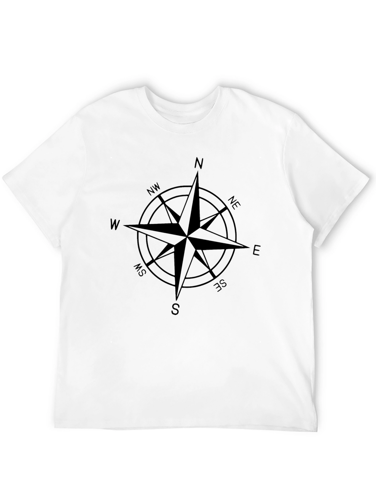 Compass Rose Graphic Tee - Classic Black Cotton T-Shirt