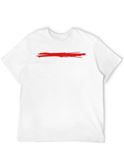 Mens Black Crew Neck T-Shirt with Red Line