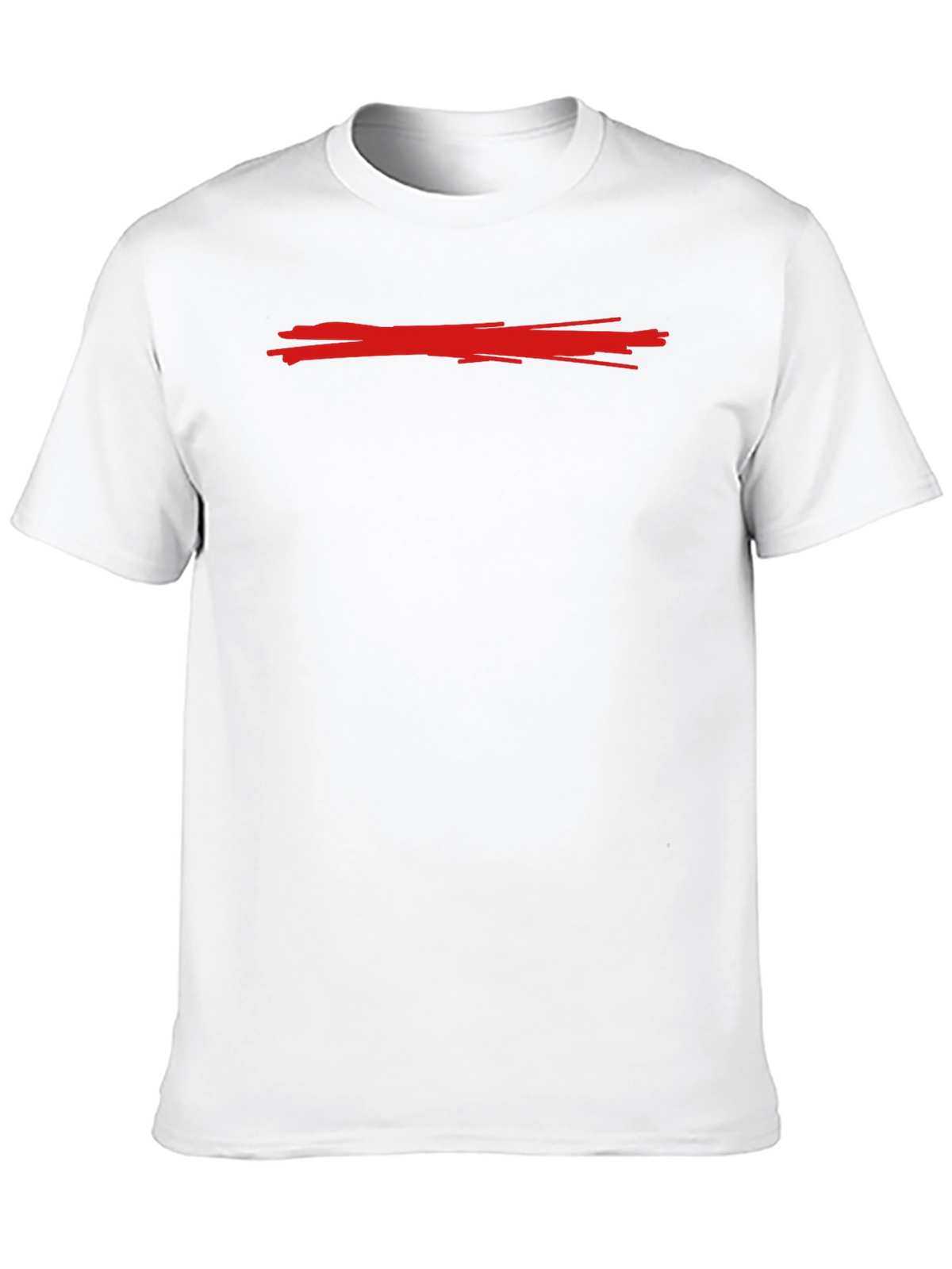 Mens Black Crew Neck T-Shirt with Red Line