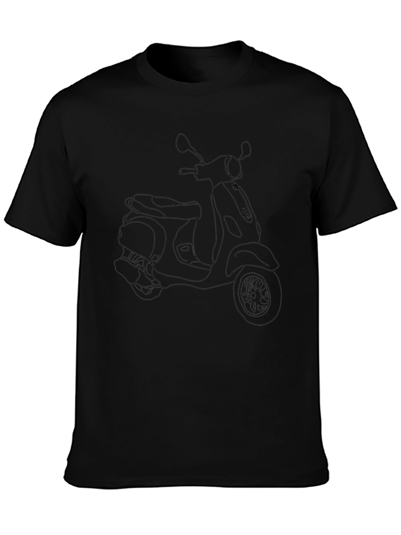 Classic Scooter Line Art Black T-Shirt