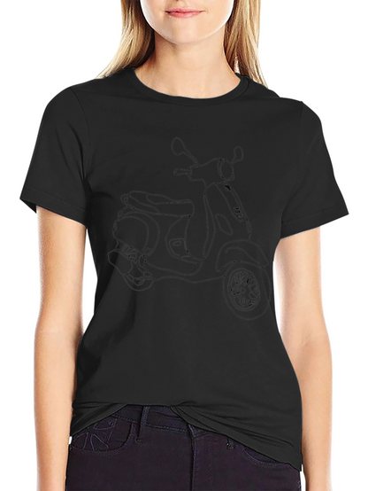 Classic Scooter Line Art Black T-Shirt