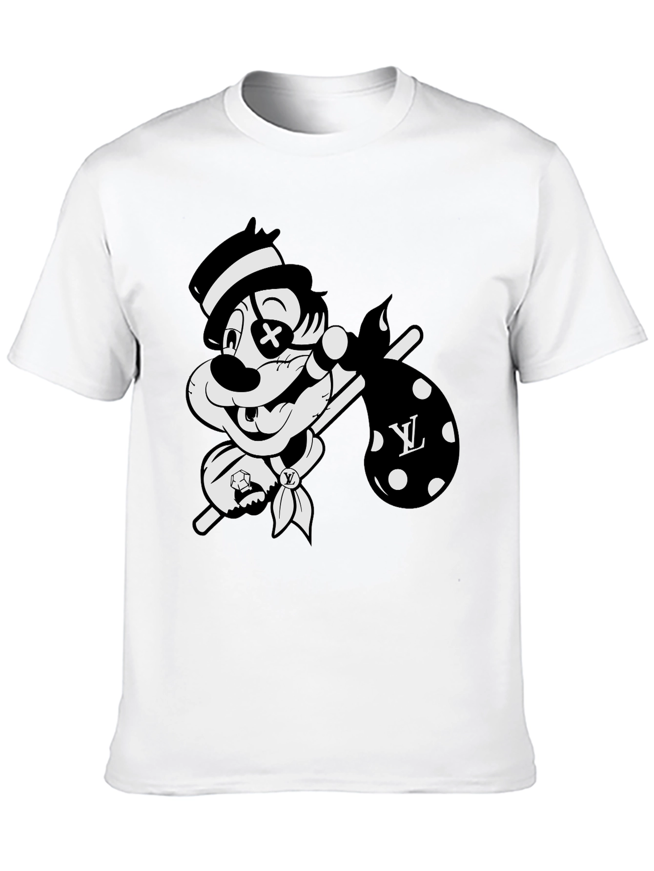 Cartoon Hobo Graphic Black T-Shirt