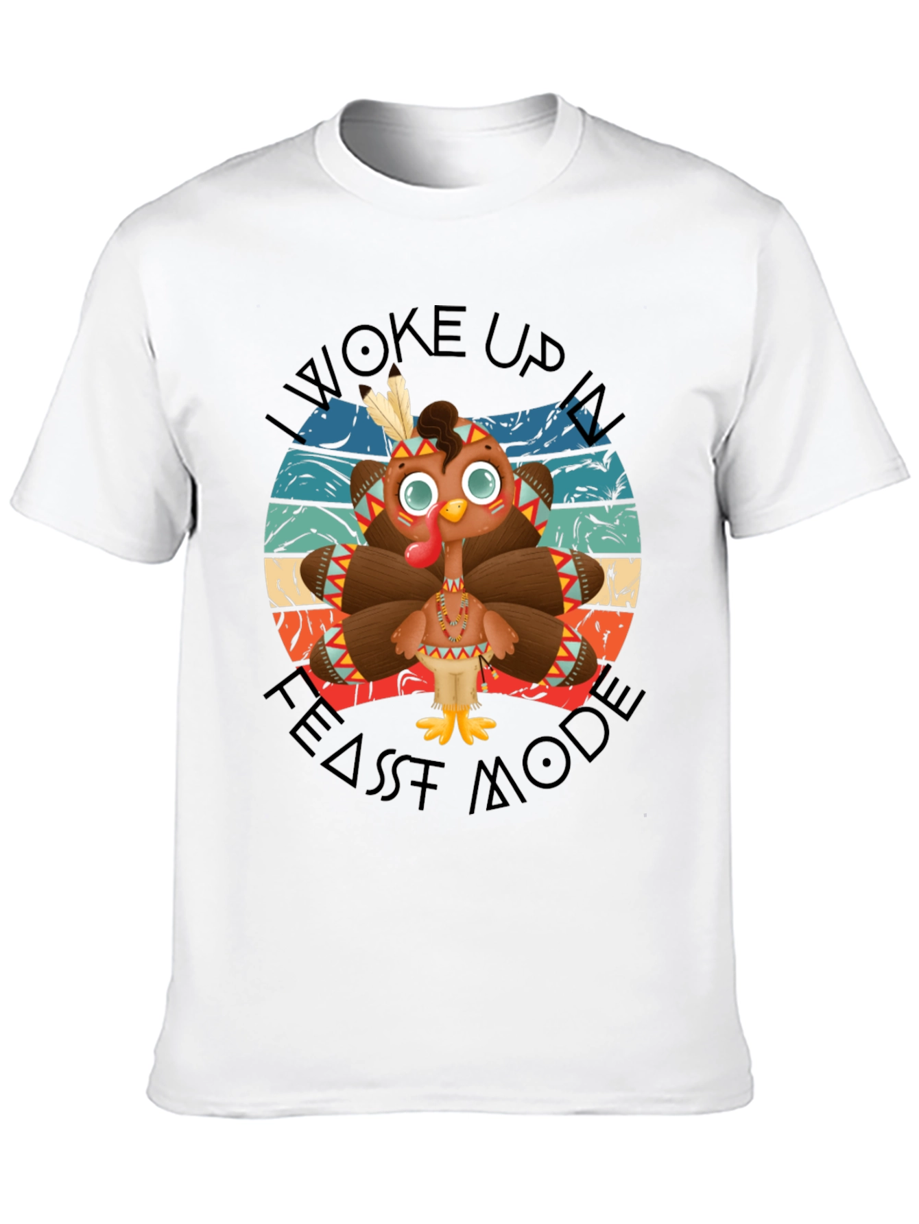 Funny Thanksgiving Turkey Feast Mode Black T-Shirt