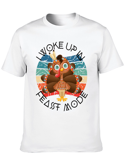 Funny Thanksgiving Turkey Feast Mode Black T-Shirt