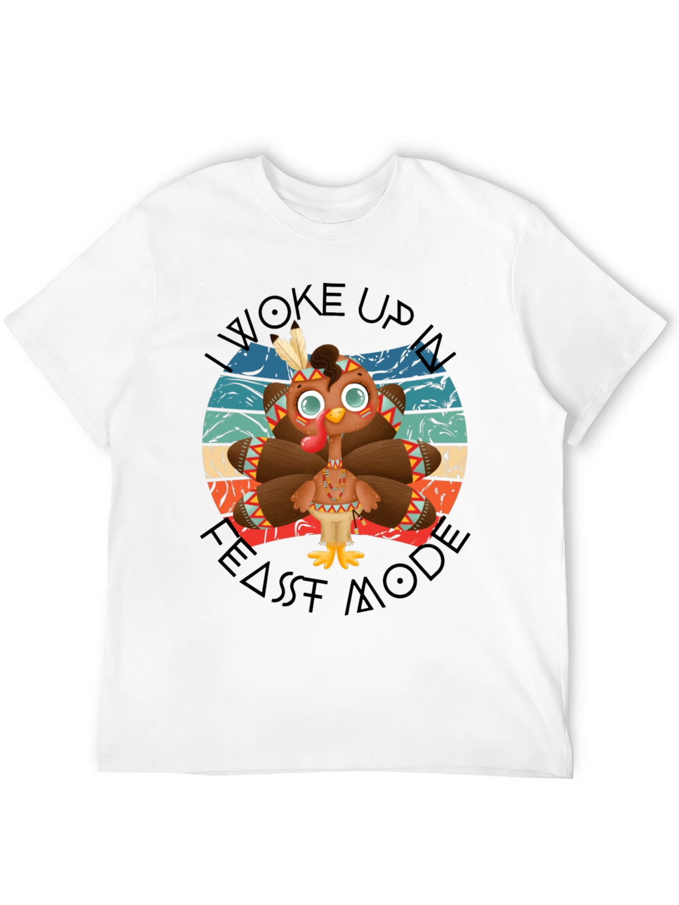 Funny Thanksgiving Turkey Feast Mode Black T-Shirt