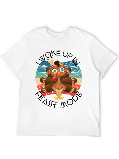 Funny Thanksgiving Turkey Feast Mode Black T-Shirt