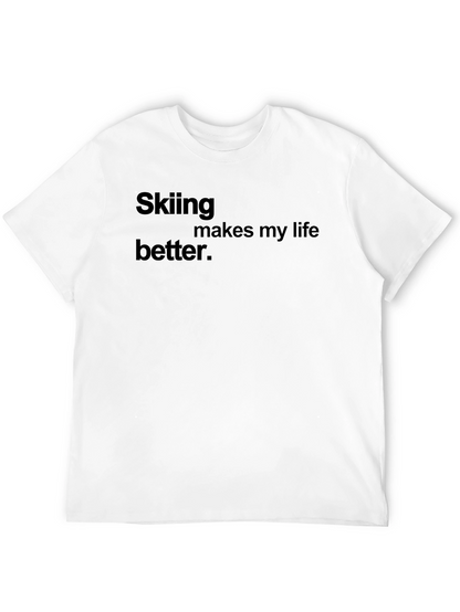 Skiing Makes My Life Better Black Tee