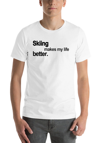 Skiing Makes My Life Better Black Tee