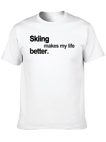 Skiing Makes My Life Better Black Tee