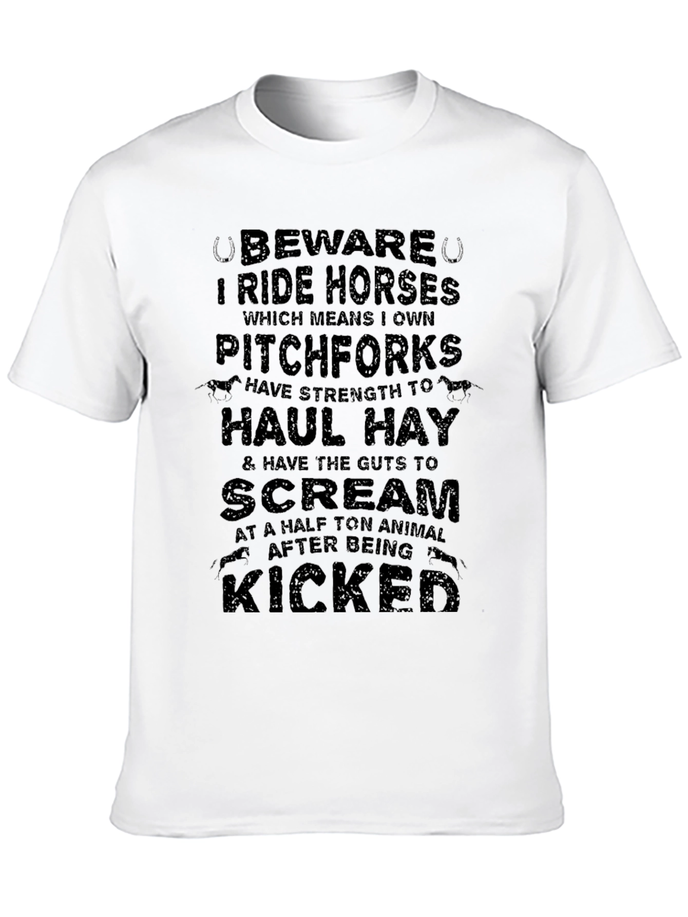 Beware I Ride Horses Black Graphic Tee