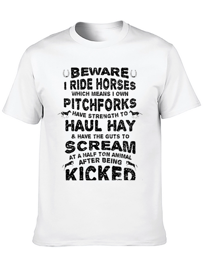 Beware I Ride Horses Black Graphic Tee
