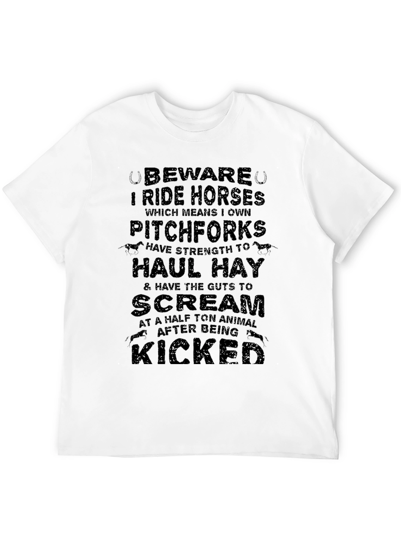 Beware I Ride Horses Black Graphic Tee