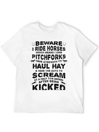 Beware I Ride Horses Black Graphic Tee
