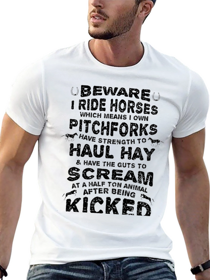 Beware I Ride Horses Black Graphic Tee