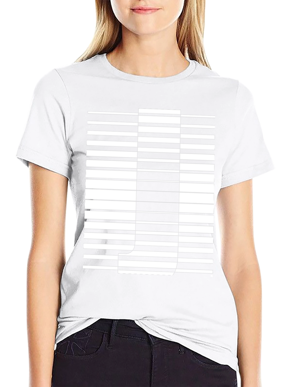 Optical Illusion Letter J Graphic Tee - Black