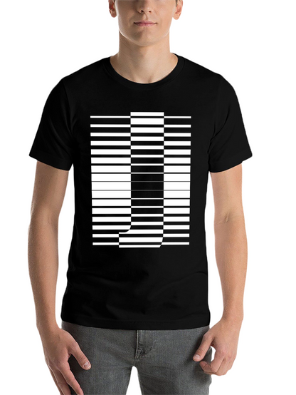 Optical Illusion Letter J Graphic Tee - Black