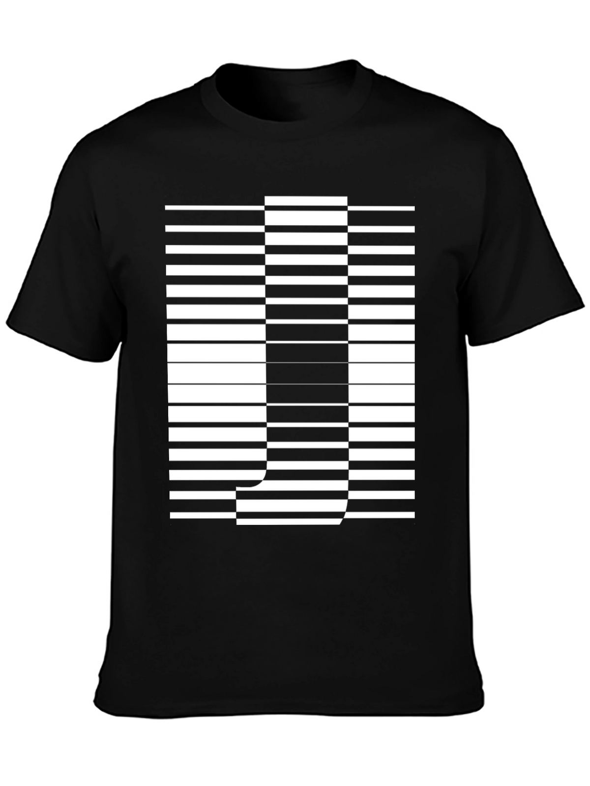 Optical Illusion Letter J Graphic Tee - Black