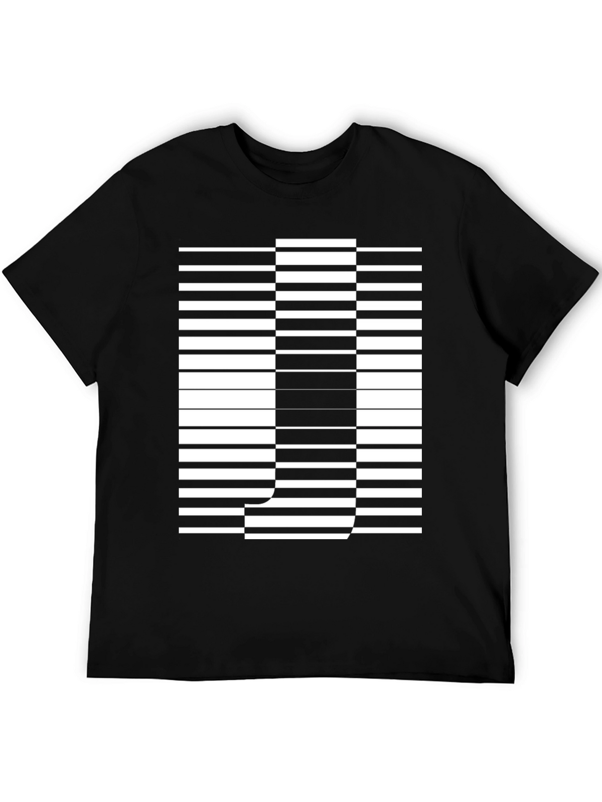 Optical Illusion Letter J Graphic Tee - Black
