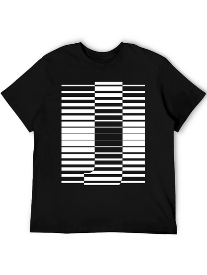 Optical Illusion Letter J Graphic Tee - Black