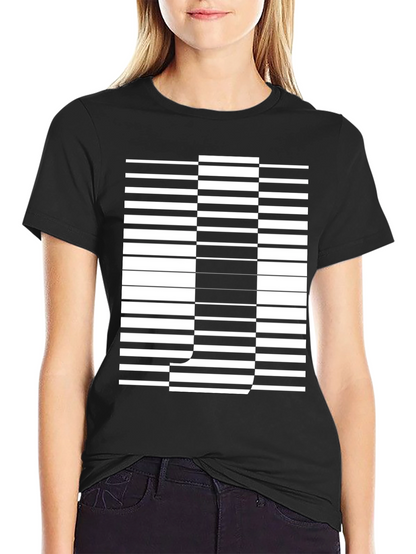 Optical Illusion Letter J Graphic Tee - Black