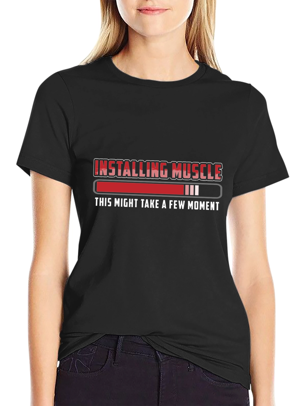 Installing Muscle Funny Workout Gym Black T-Shirt