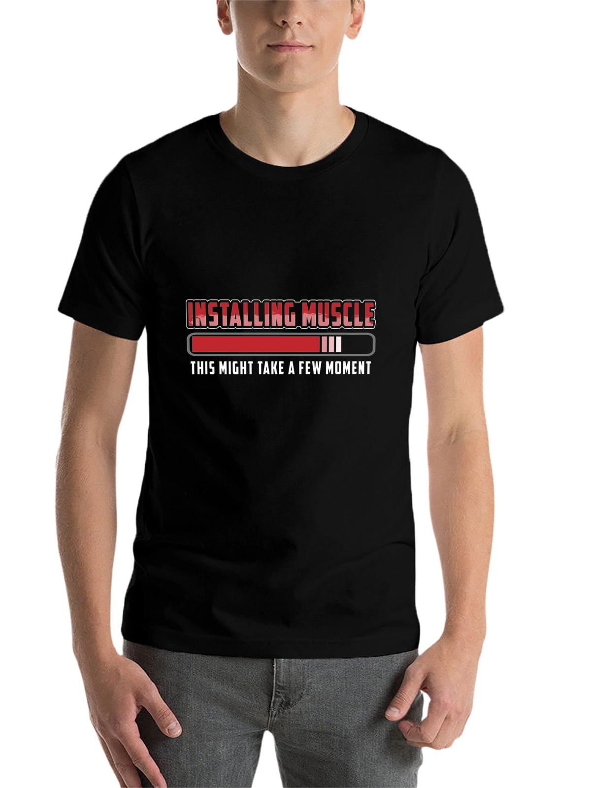 Installing Muscle Funny Workout Gym Black T-Shirt