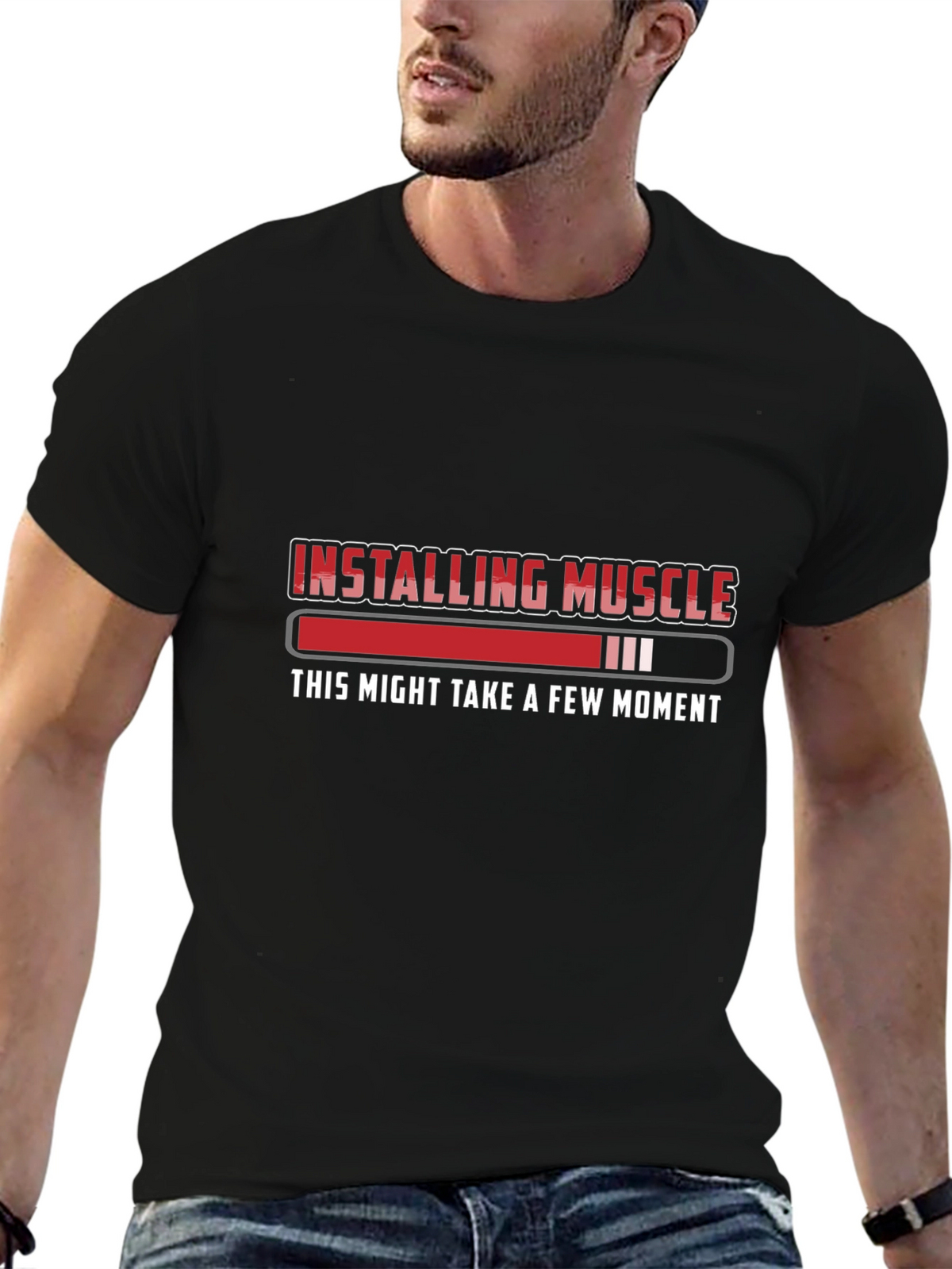 Installing Muscle Funny Workout Gym Black T-Shirt
