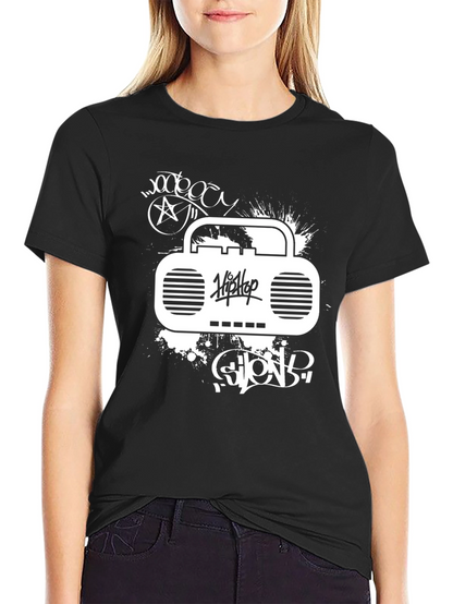 Hip Hop Boombox Graphic T-Shirt - Urban Style