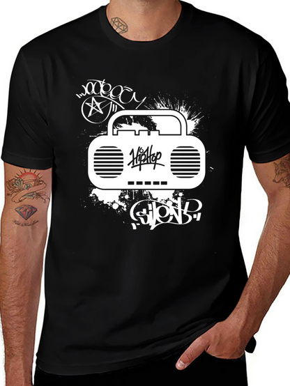 Hip Hop Boombox Graphic T-Shirt - Urban Style