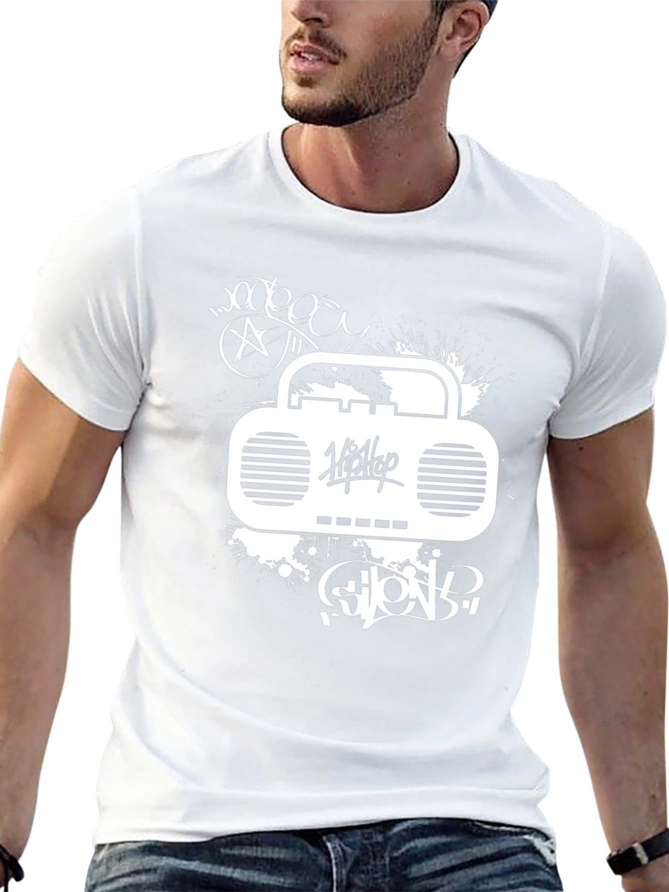 Hip Hop Boombox Graphic T-Shirt - Urban Style