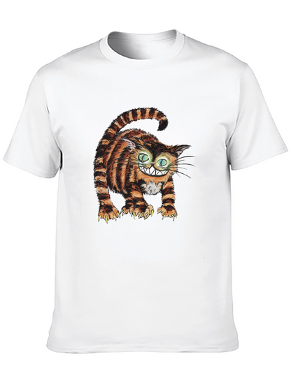 Grinning Cheshire Cat Graphic Tee - Black Cotton T-Shirt