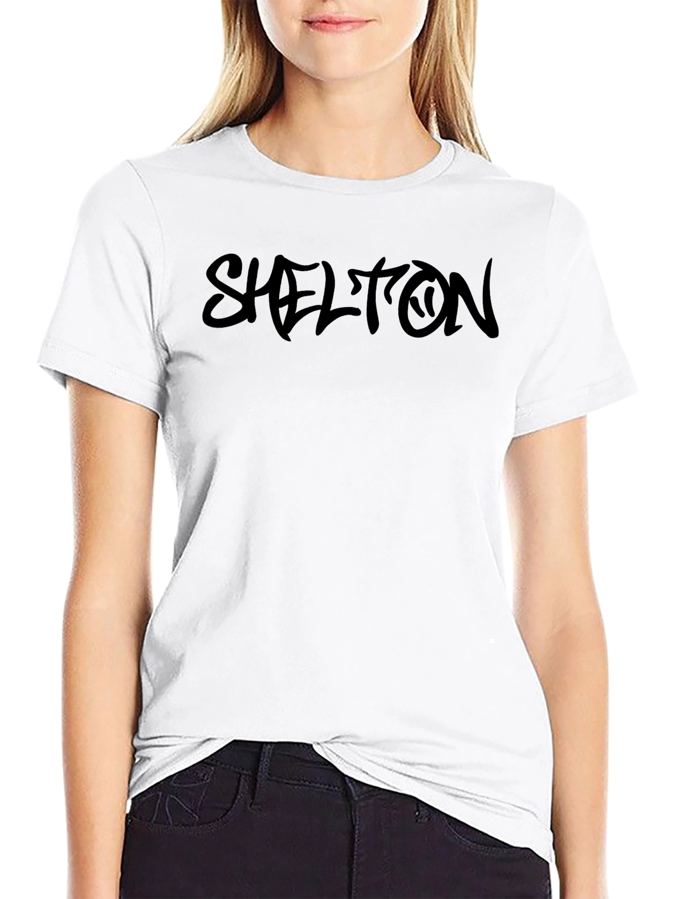 Shelton Black Graphic Print T-Shirt - Casual Wear