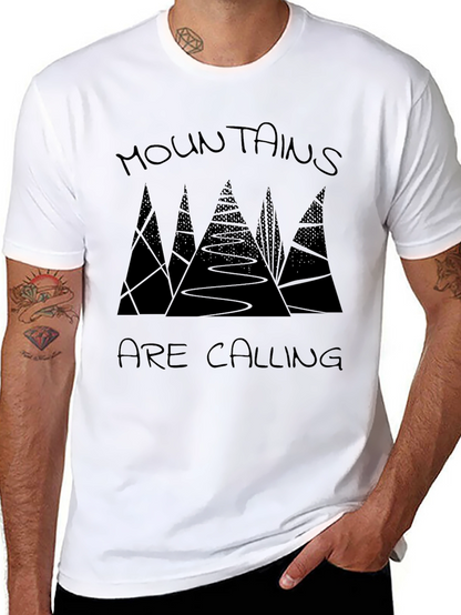 Mountains are Calling Black Graphic Tee