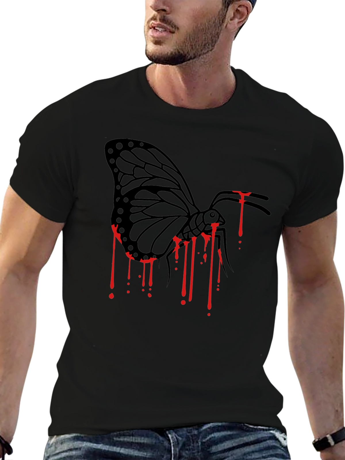 Butterfly Drip Graphic Tee - Black