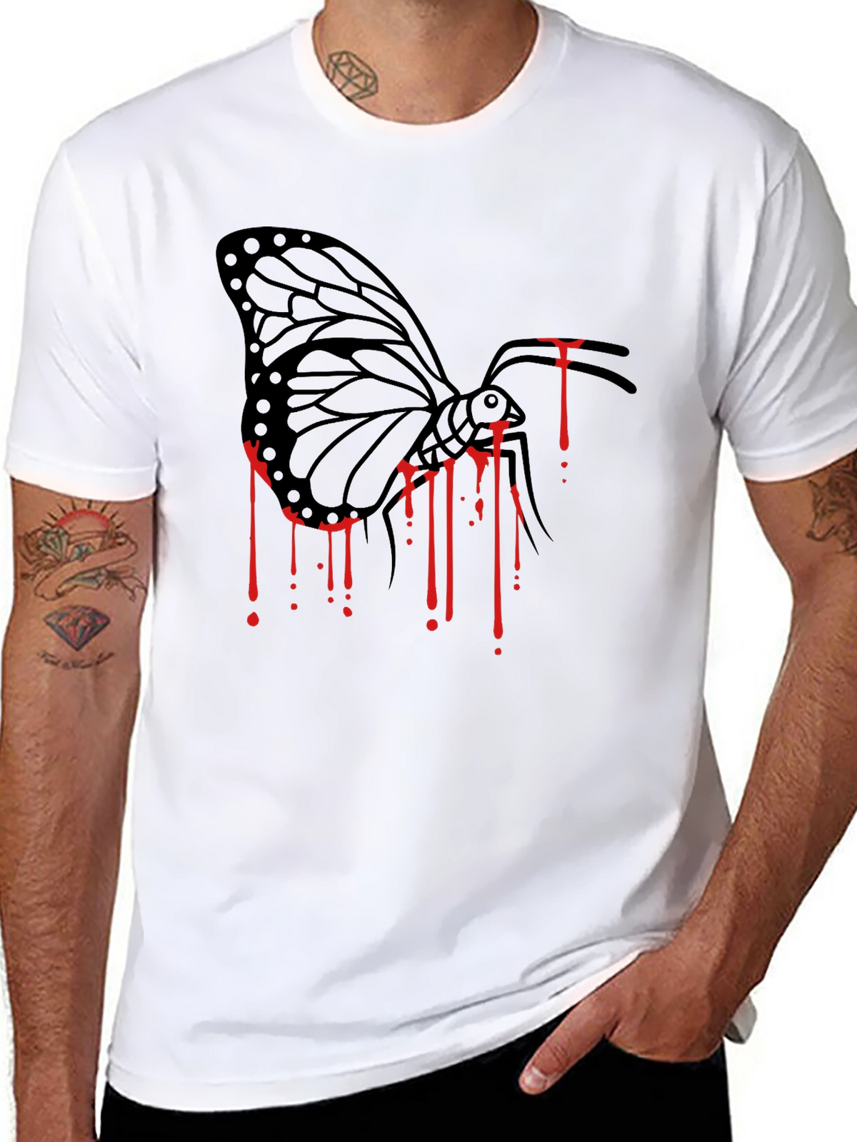 Butterfly Drip Graphic Tee - Black