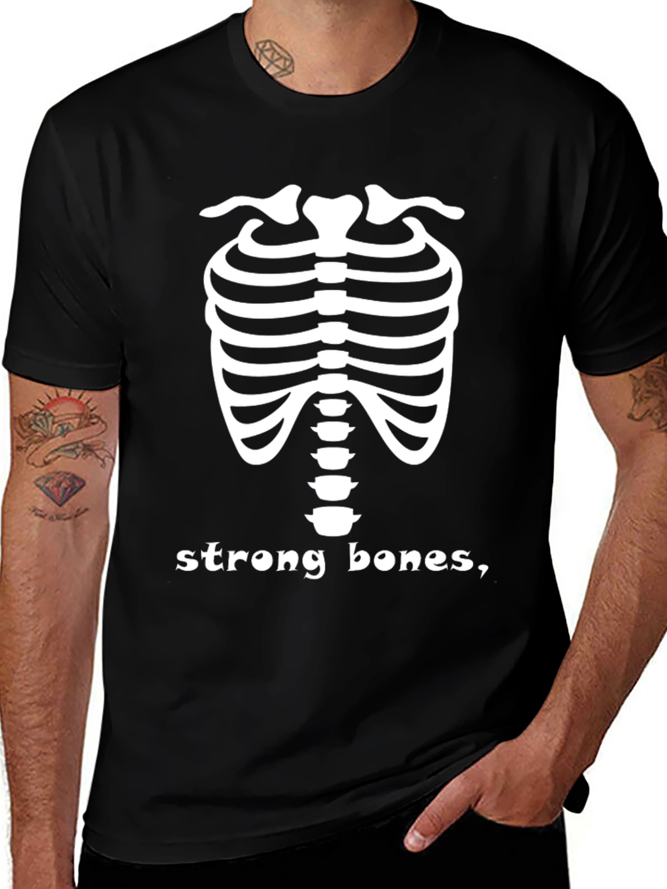 Strong Bones Skeleton Tee - Adult Humor T-Shirt