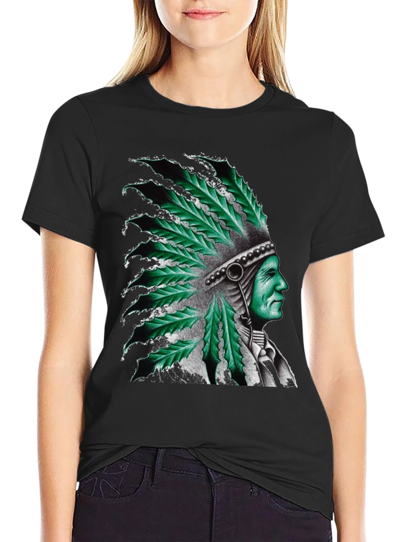 Cannabis Leaf Headdress Graphic Tee