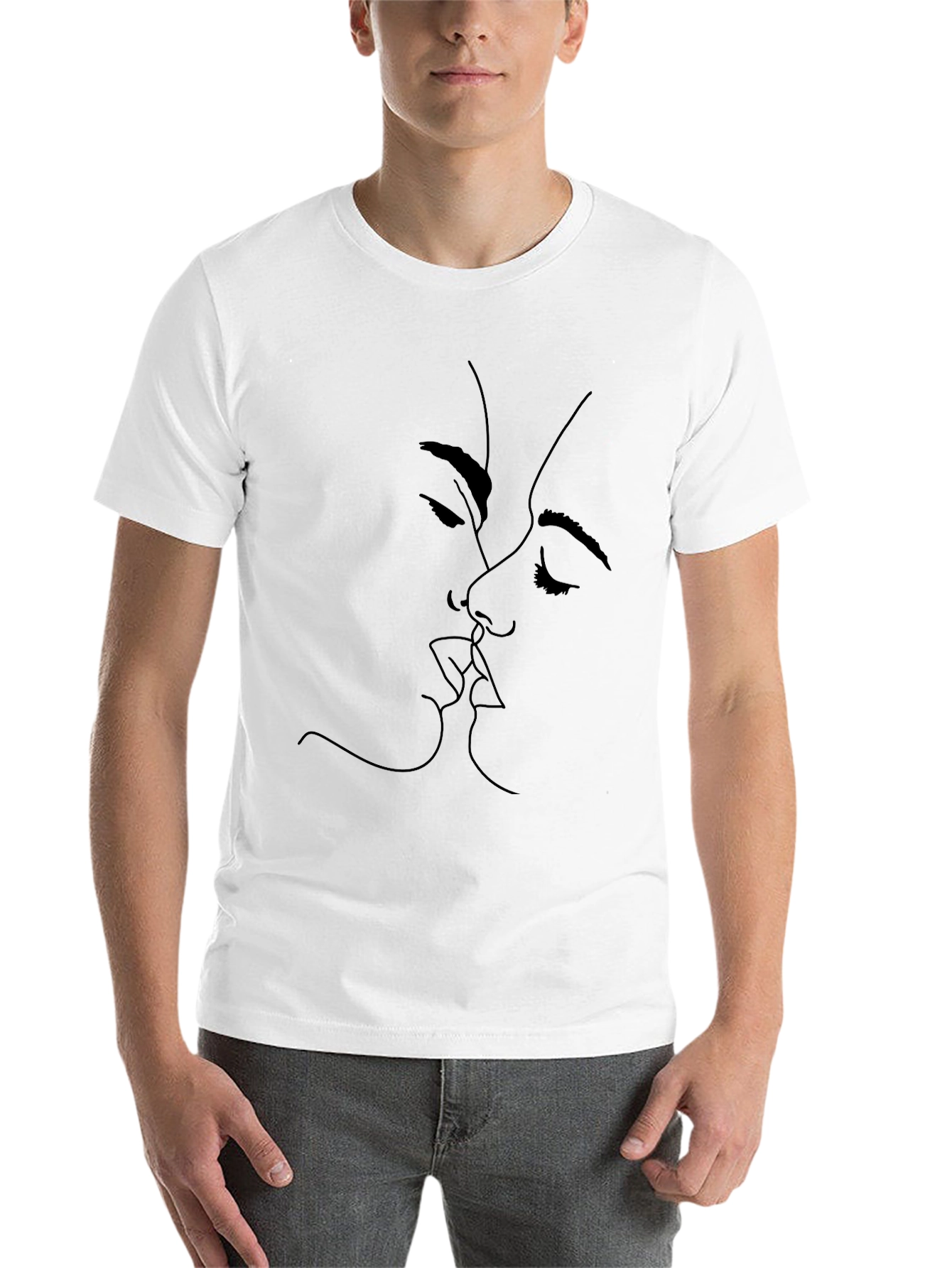 Minimalist Kiss Graphic Black T-Shirt