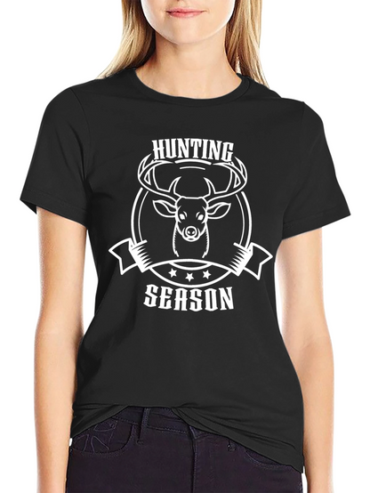 Hunting Season Black T-Shirt Deer Graphic