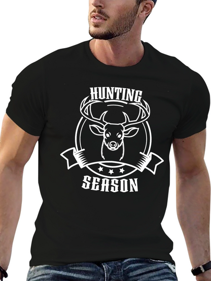 Hunting Season Black T-Shirt Deer Graphic